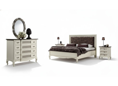 Bett 2x Nachttische 5tlg. Italienische Möbel Schlafzimmer Kommode Holz