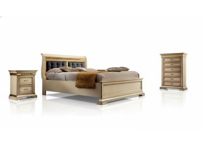 Komplettes Schlafzimmer Design Modern Luxus Bett 2x Nachttische Kommode