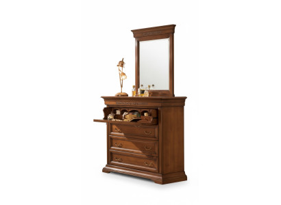 Kommode mit Spiegel Holz Design 2tlg. Schlafzimmer Garnitur Sideboard