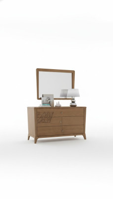 Schlafzimmer Kommode mit Spiegel Holz Möbel Schrank Braun Modern Neu