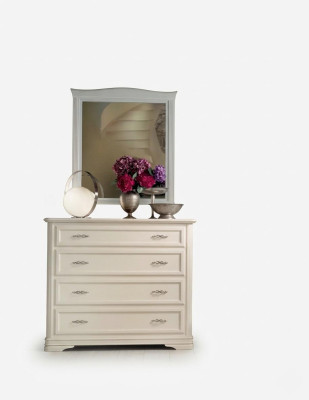 Kommode mit Spiegel Holz Kommoden Möbel Modern Schrank Beige 2 tlg.Neu