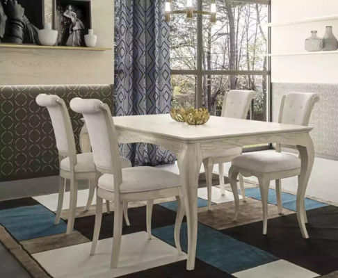 Esszimmer Set 6tlg. Esstisch 4x Stühle Sideboard Gruppe Garnitur Beige