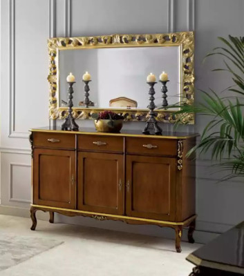 Klassischer Esstisch Tisch Holz Esszimmer Garnitur 6x Stühle 9 tlg.