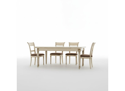 Italienische Stil Esstisch 4x Stühle Holz Tisch Essgarnitur Design 5tlg