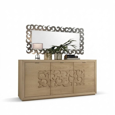 Luxus Sideboard Spiegel Wohnzimmer Holz Schrank Kommoden Braun 2tlg