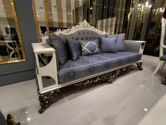 Luxuriöses Set zwei Edlen 3-Sitzer Sofas Hochwertigen Materialien Sofa Set