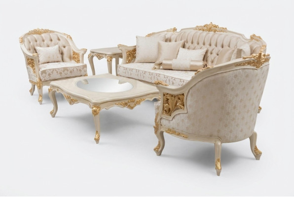 Luxus Sofagarnitur Set Wohnzimmer Sofa set Sofagarnitur 3+1+1+Couchtisch