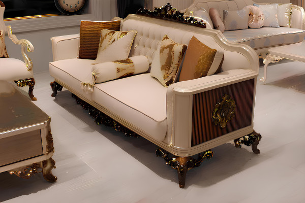 Elegante Wohnzimmer Möbelset luxuriösen Sofa bequemen Sessel Set mit 2