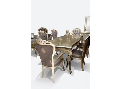 Exquisites Esszimmer Möbel luxuriösen Esstisch + 4x Tisch Stühle Gold