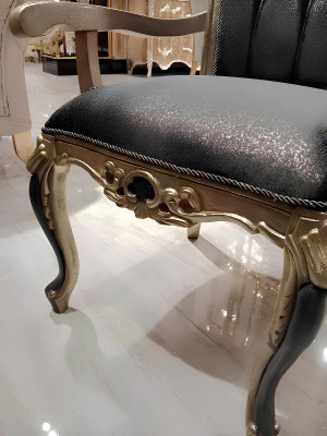 Exklusiver Chesterfield Esszimmer Stuhl Gemütlicher Stuhl Holz Textil Esszimmer Stühle