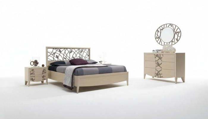 Schlafzimmer Set Komplett Bett 2x Nachttisch Kommode 5tlg neu beige