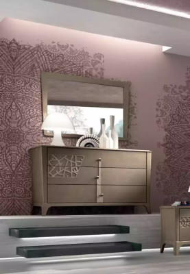 Schlafzimmer Bett 2x Nachttisch Design 6tlg. Komplett Set braun 6tlg