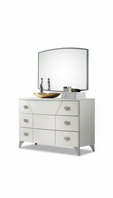 Schlafzimmer Set Kommode Spiegel Luxus Komplettes weiß Sideboard 2tlg
