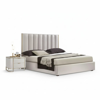 Schlafzimmer Set Luxus Bett 2x Nachttische Design neu weiß 3tlg Modern