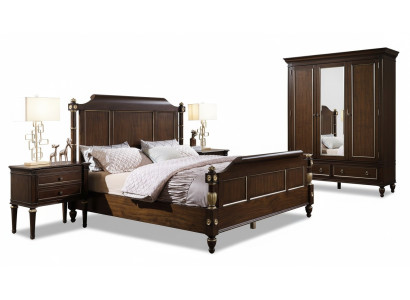 Schlafzimmer Set Bett 2x Nachttische Luxus neu 3tlg Design Modern Holz