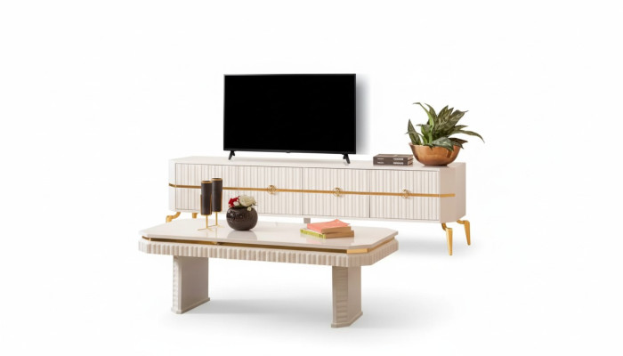 Couchtisch Sideboard 2tlg Wohnzimmer Möbel Tisch Lowboard neu weiß