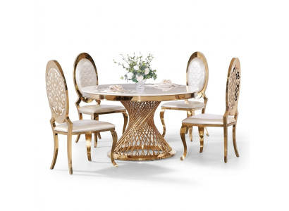 Designer Goldener Rundtisch Edelstahl Tische Stilvolle Esszimmer Möbel