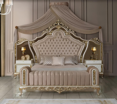 Schlafzimmer Komplettes Bett 2x Nachttische Kommode mit Spiegel 4tlg Neu