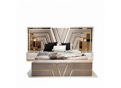 Schlafzimmer Set Bett 2x Nachttische Luxus neu 3tlg Design Modern Holz