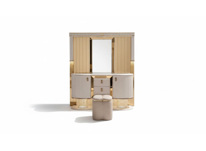 Schlafzimmer Set Luxus Schminktisch mit Spiegel Hocker Design neu 2tlg