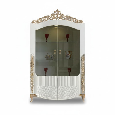 Vitrine standregal neu Wohnzimmer Design Möbel modern Holz/Glas Weiß