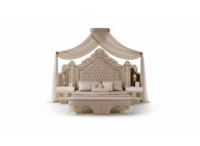 Schlafzimmer Set Bett 2x Nachttische Kleiderschrank Luxus neu 4tlg