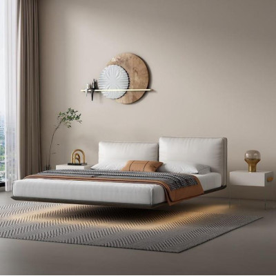 Weißes Wandbett Designer LED-Bett Modernes Schlafzimmer Doppelbett Neu