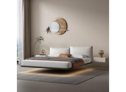 Weißes Wandbett Designer LED-Bett Modernes Schlafzimmer Doppelbett Neu