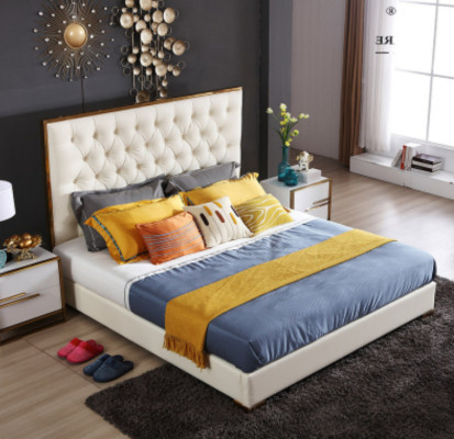 Weißes Chesterfield Großes Bett Schlafzimmer Möbel Designer Betten Neu