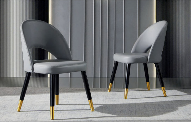 Moderner Grauer Esszimmer Stuhl 1-Sitzer Designer Einsitzer Holzstühle