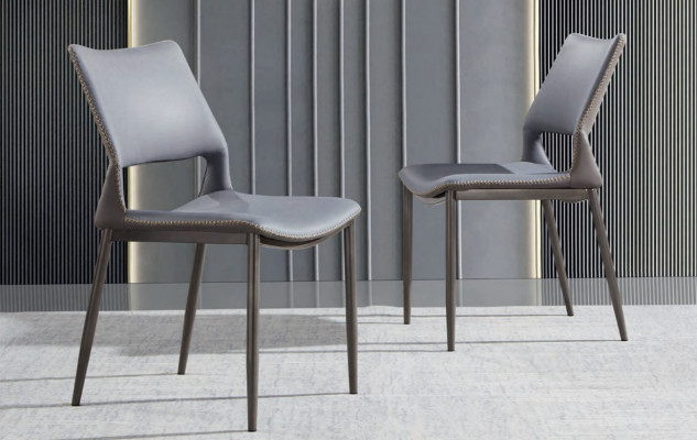 Grauer Esszimmerstuhl Designer 1-Sitzer Luxus Lehnstühle Einsitzer Neu
