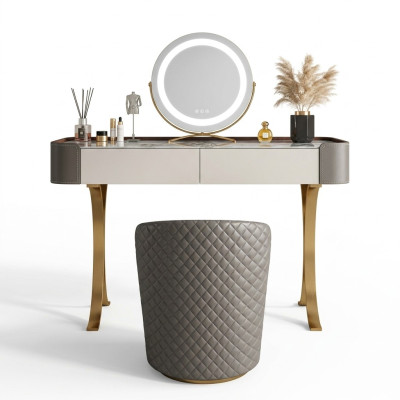 Beiger Schminktisch Designer Frisiertische Luxus Schubladen Holz Möbel