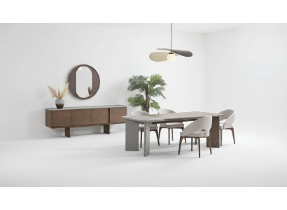 Große Esszimmer Garnitur Designer Esstisch 4x Stühle Sideboard Spiegel