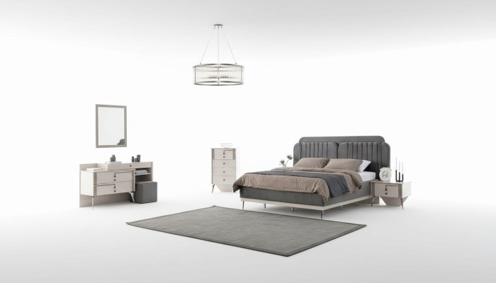 Schlafzimmer Komplette Garnitur Bett 2x Nachttische Möbel Luxus 7tlg
