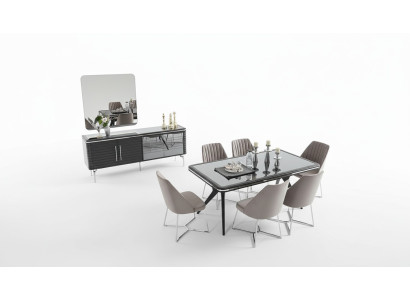 Komplette Esszimmer Möbel Designer Sideboard Luxus Esstisch 4x Stühle