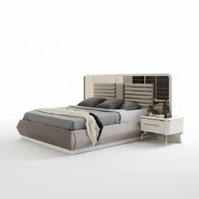 Moderne Schlafzimmer Möbel Designer Doppelbett 2x Holz Nachttische 3tlg