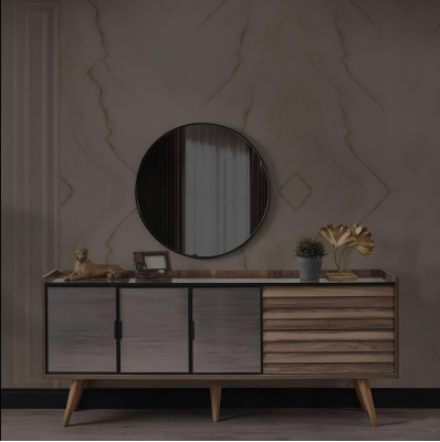 Komplette Braune Esszimmer Garnitur Esstisch 4x Stühle Sideboard 7tlg