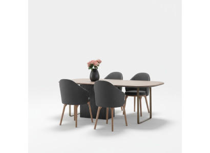 Designer Esszimmergarnitur Moderne Braune Stühle Holz Esstisch 5tlg Set
