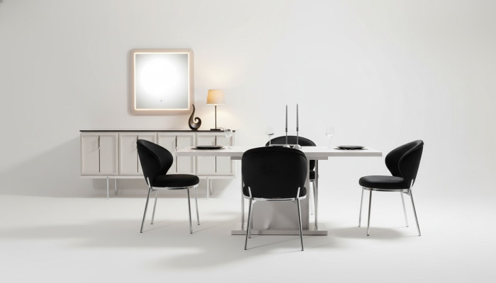Esszimmer Garnitur Modernes Set Esstisch 4x Polsterstühle Sideobard 7tlg