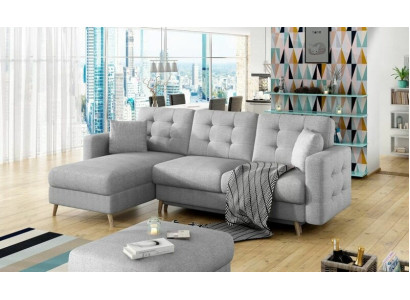 Wohnzimmer Ecksofa L-Form Couch Grau Polster 3 Sitzer Textil Ecke Sofort