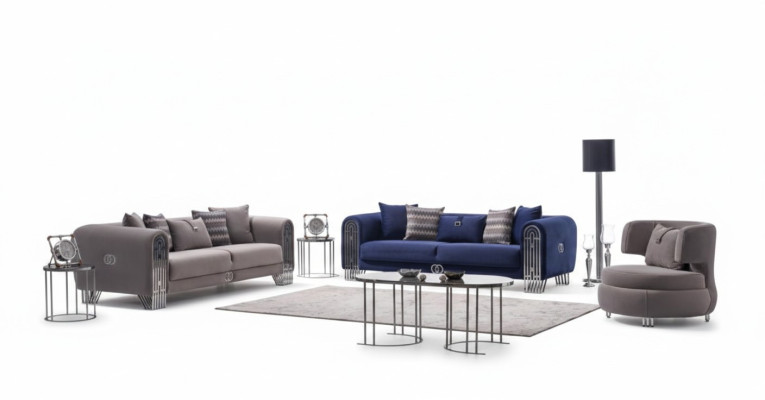 Sofagarnitur 331 Sitzer Luxus Stoff Set 3 tlg Polstersofa Textil Möbel