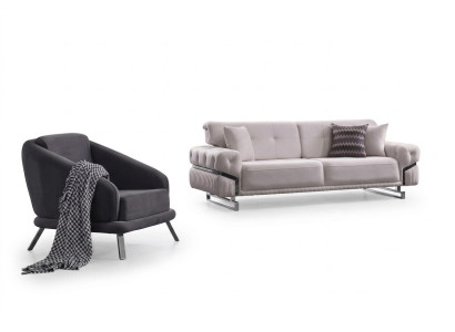 Wohnzimmer Sofagarnitur Dreisitzer Sessel Luxus Couch Set 3+1 Sitzer