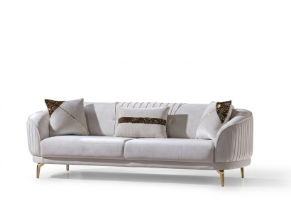 Weißer Edelstahl Dreisitzer Wohnzimmermöbel Polstersofas Luxus Möbel Sofa Samt