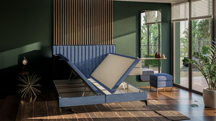 Bett Modern Doppelbett Designer Schlafzimmer Polster Stoff Möbel Betten