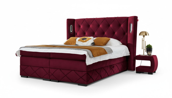 Design Schlafzimmer Set 6 tlg Komplettes Bett Nachttisch Holz Modern Polsterbett