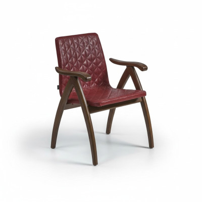 Modern Stuhl mit Armlehnen Leder Sitz Design Holz Stühle Esszimmer