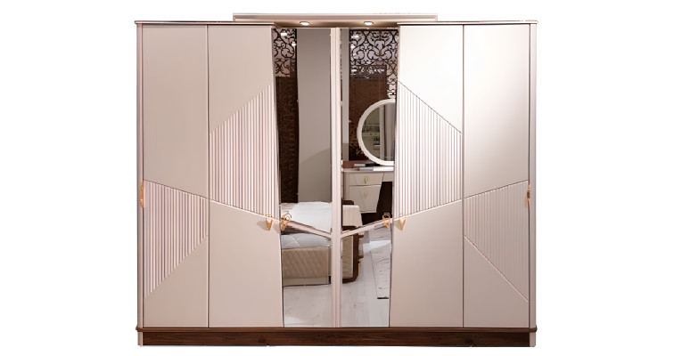 Set Schlafzimmer Bett Luxus Kleiderschrank 2xNachttische Design Schminktisch