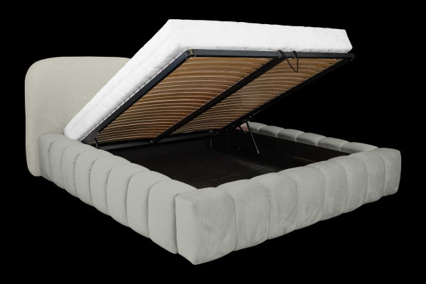 Luxus Bettrahmen 180x200 cm Farbe Grau Kopfteil Betten Schlafzimmer Möbel
