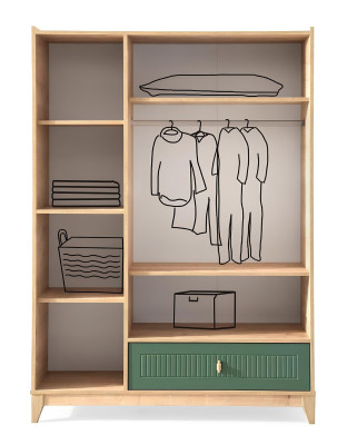 Luxuriöser grüner Kleiderschrank Holzmöbel für Kinderzimmer Neuheit
