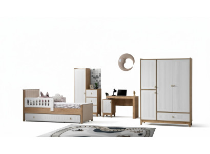 Komplett Kinderzimmer Set Bett 2x Kleiderschrank tisch Helles 4tlg Neu
